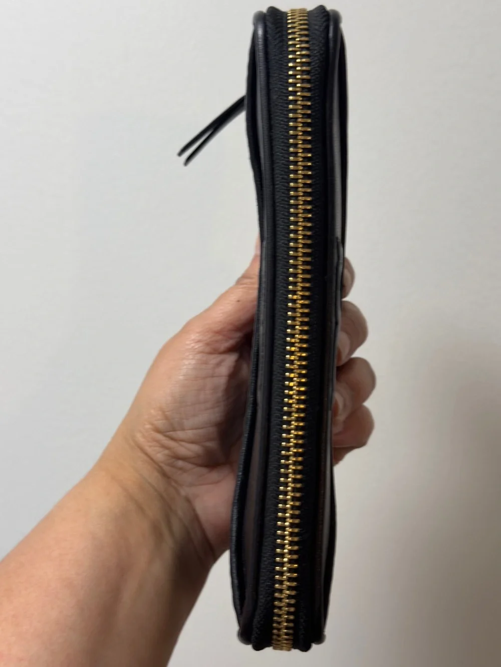 Tory Burch Black Quilted Zip Wallet with Tassel